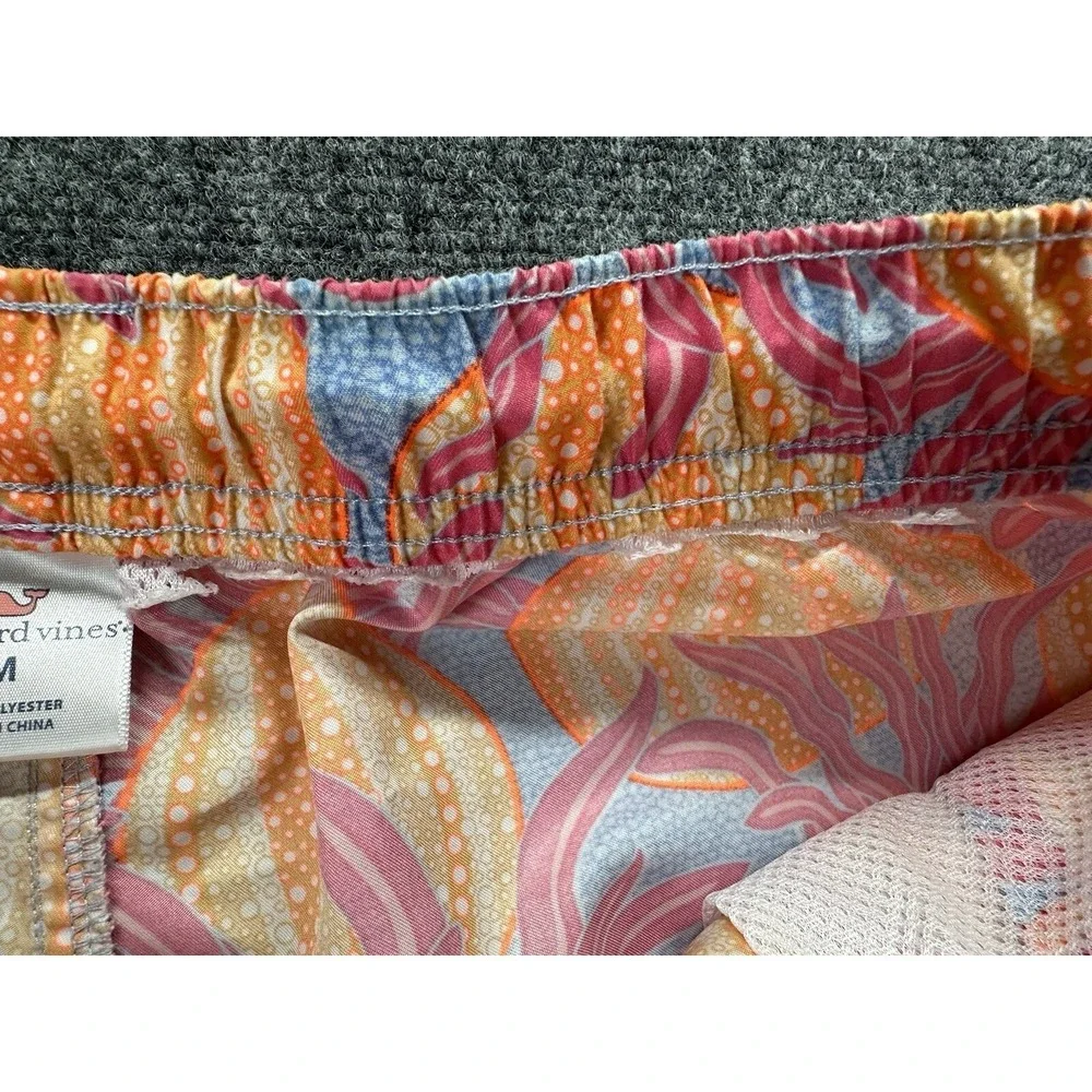 Vineyard Vines Mens Swim Trunks Shorts Medium Colorful Orange Pink Graphic Ocean